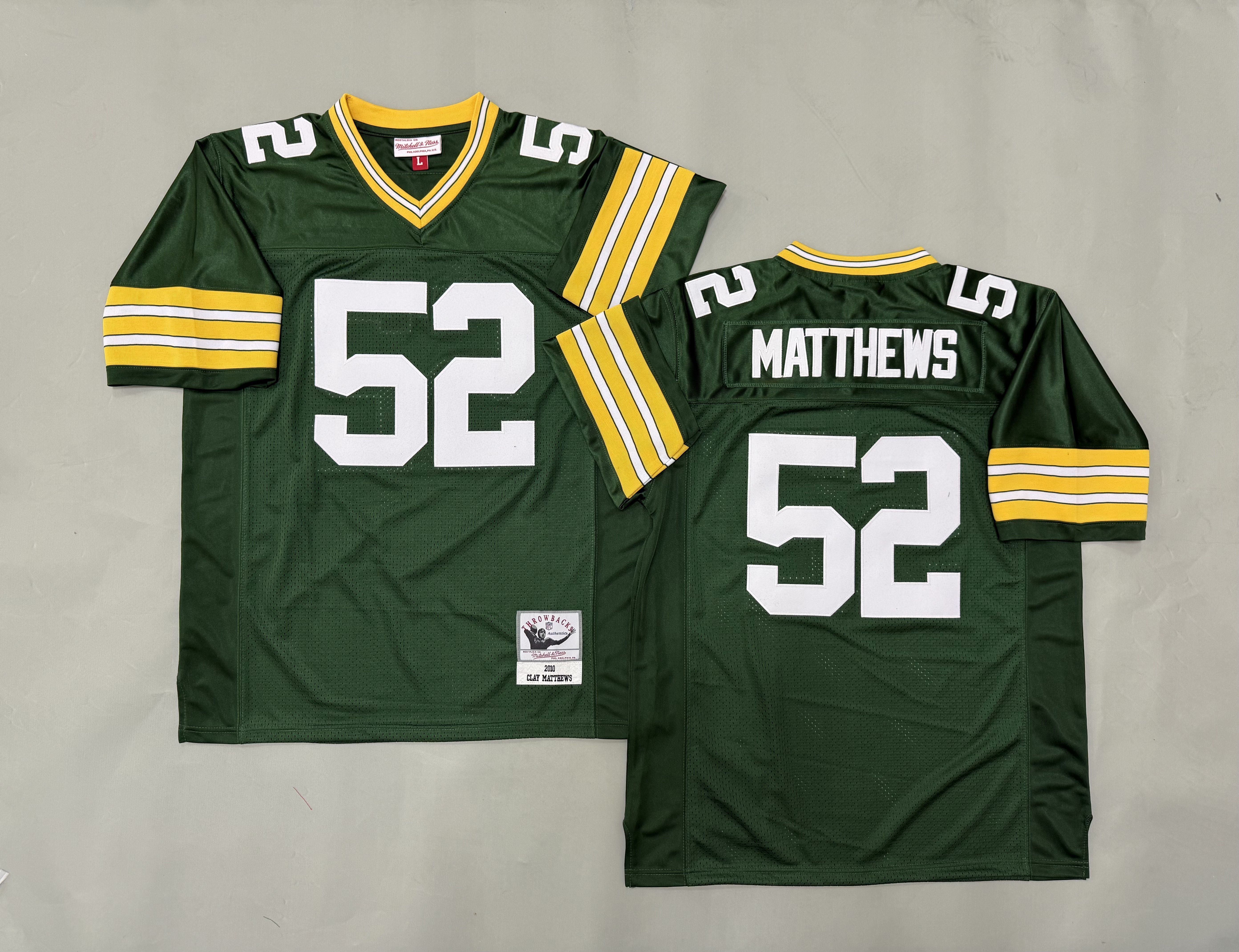 Men 2026 Green Bay Packers #52 Matthews Green Throwback Limited NFL Jersey style 01